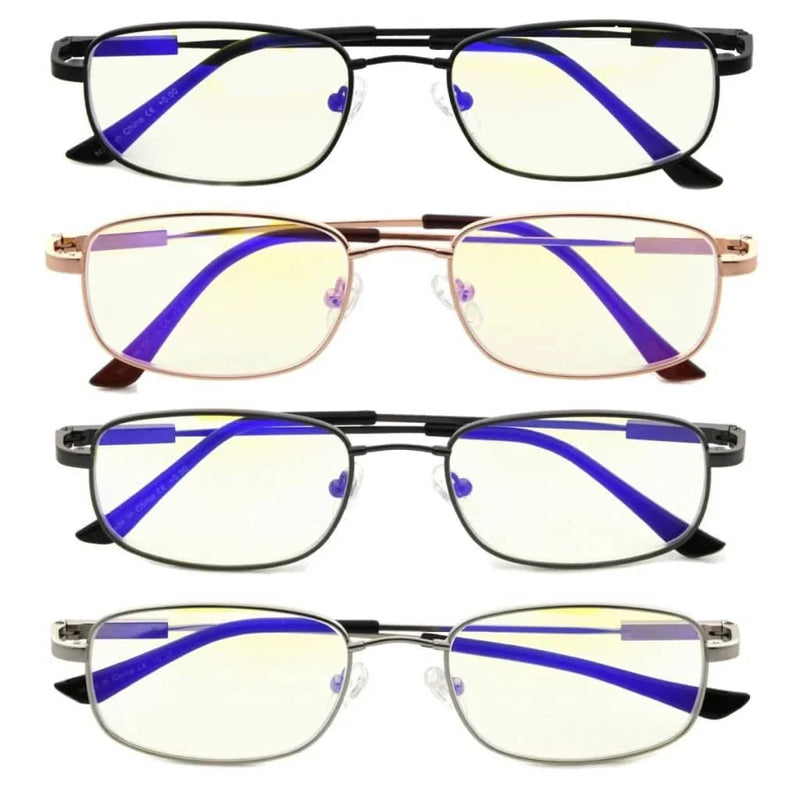 eyekeeper.com 4 Pack Classic Rectangle Blue Light Filter Readers UVR1703 Eyeglasses