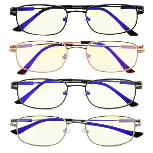 eyekeeper.com 4 Pack Classic Rectangle Blue Light Filter Readers UVR1703 Eyeglasses