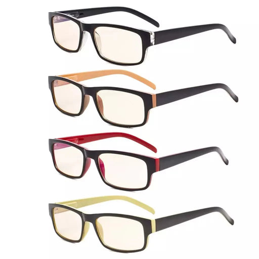eyekeeper.com 4 Pack Classic Rectangle Blue Light Filter Reading Glasses CG054 Eyeglasses