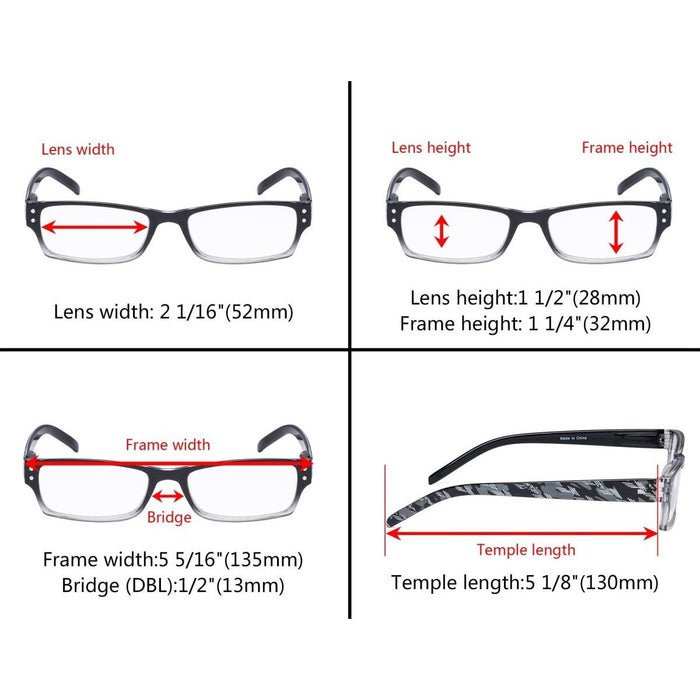 Eyekeeper  - 4 Pack Classic Rectangle Reading Glasses R012B