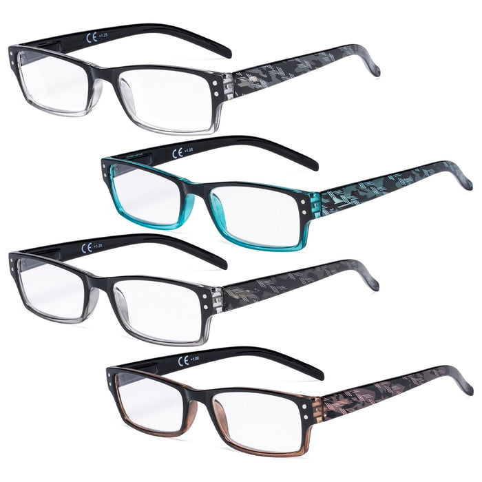 Eyekeeper  - 4 Pack Classic Rectangle Reading Glasses R012B