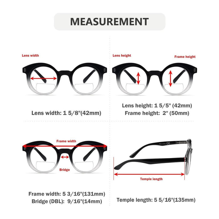 Eyekeeper  - 4 Pack Classic Round Bifocal Reading Glasses BR2032