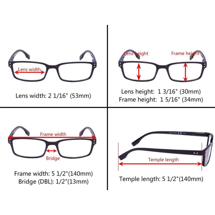 Eyekeeper  - 4 Pack Classical Reading Glasses for Women Men R097