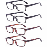 eyekeeper.com 4 Pack Classical Rectangular Reading Glasses Comfort Readers R097-A Eyeglasses