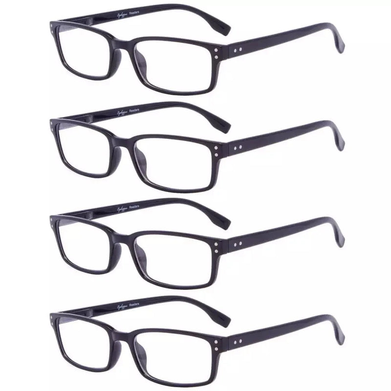 eyekeeper.com 4 Pack Classical Rectangular Reading Glasses Comfort Readers R097-A Eyeglasses