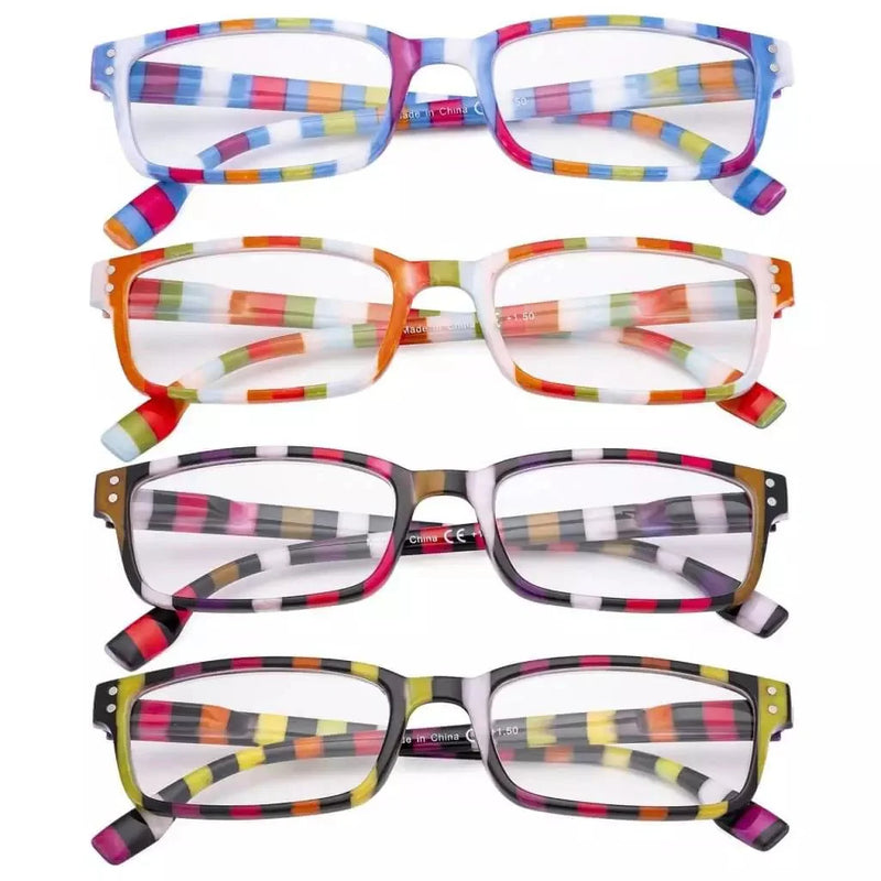 eyekeeper.com 4 Pack Colorful Stripe Design Reading Glasses R097S Eyeglasses