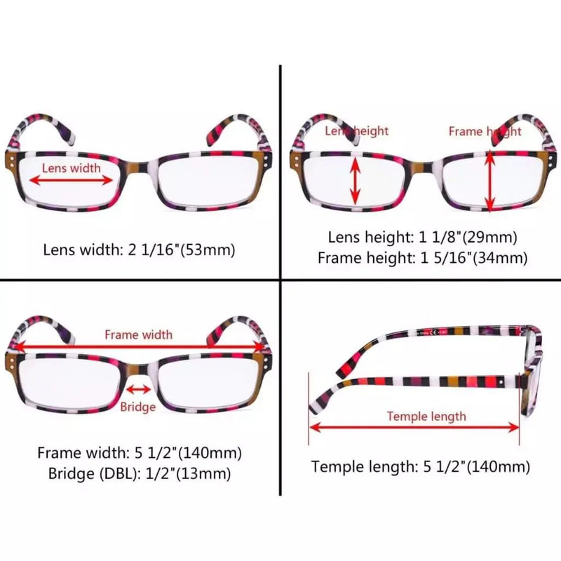 eyekeeper.com 4 Pack Colorful Stripe Design Reading Glasses R097S Eyeglasses