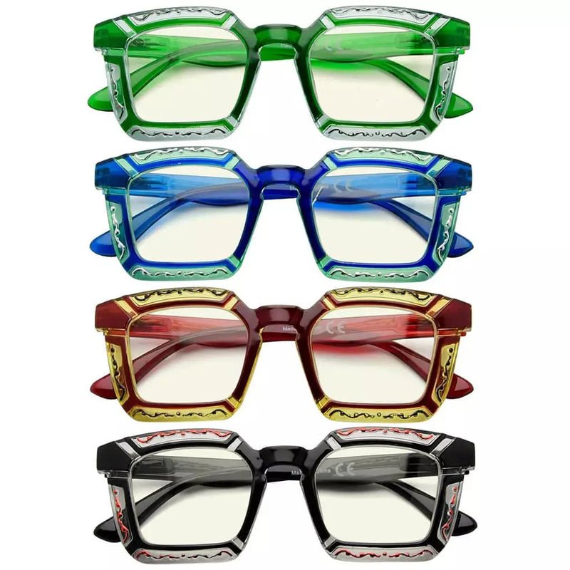 eyekeeper.com 4 Pack Colourful Blue Light Filter Reading Glasses UV2106 Eyeglasses