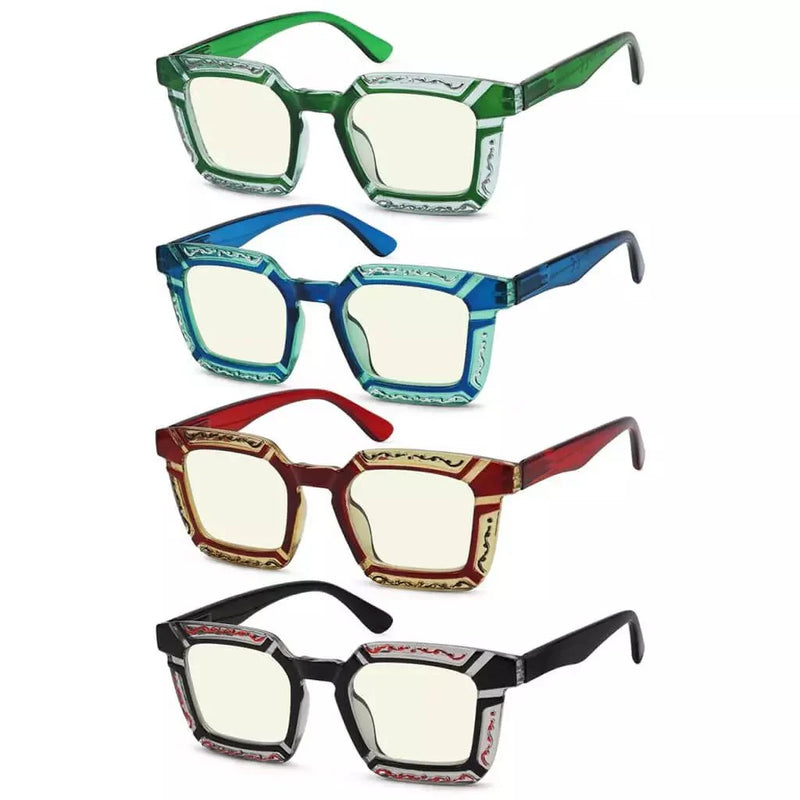 eyekeeper.com 4 Pack Colourful Blue Light Filter Reading Glasses UV2106 Eyeglasses