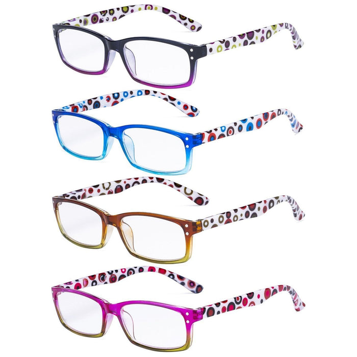 Eyekeeper  - 4 Pack Cute Dot Pattern Temples Readers R103P-A