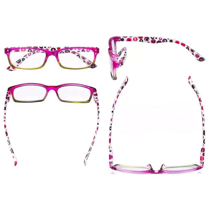 eyekeeper.com 4 Pack Cute Dot Pattern Temples Square Reading Glasses R103P Eyeglasses
