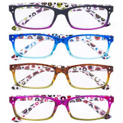 eyekeeper.com 4 Pack Cute Rectangle Dot Pattern Temples Readers R103P-A Eyeglasses