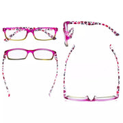 eyekeeper.com 4 Pack Cute Rectangle Dot Pattern Temples Readers R103P-A Eyeglasses