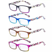 eyekeeper.com 4 Pack Cute Rectangle Dot Pattern Temples Readers R103P-A Eyeglasses