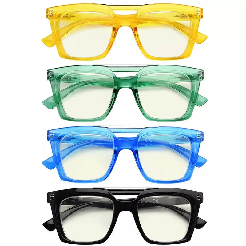 eyekeeper.com 4 Pack Double Bridge Blue Light Blocking Reading Glasses UVR2034 Eyeglasses
