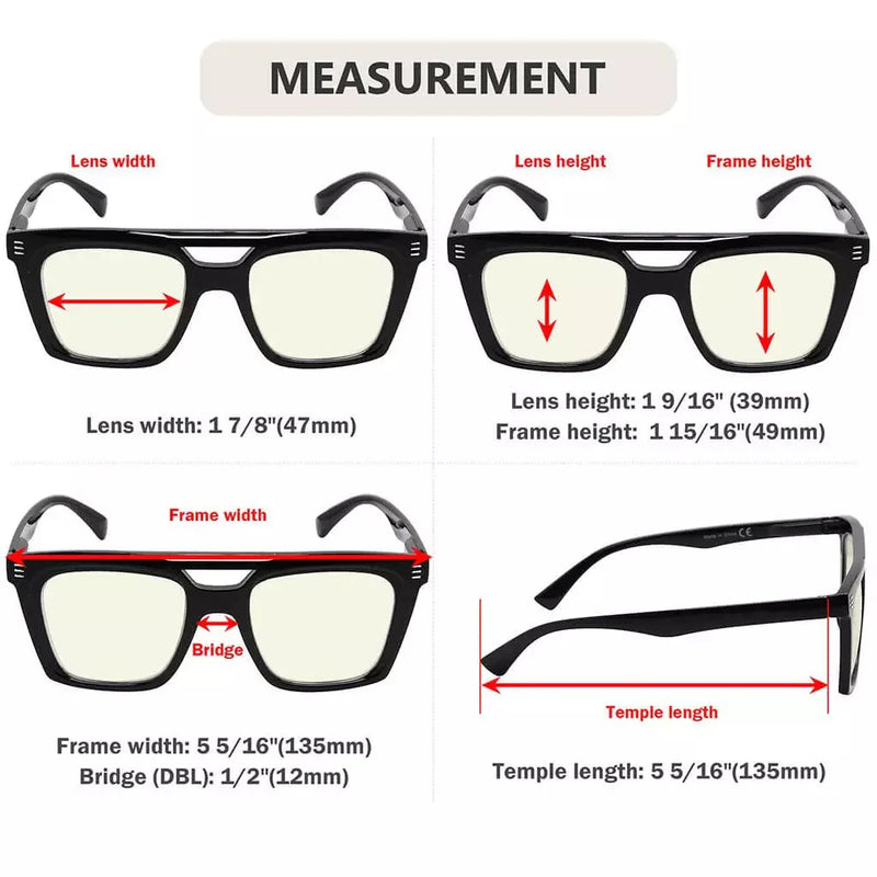 eyekeeper.com 4 Pack Double Bridge Blue Light Blocking Reading Glasses UVR2034 Eyeglasses