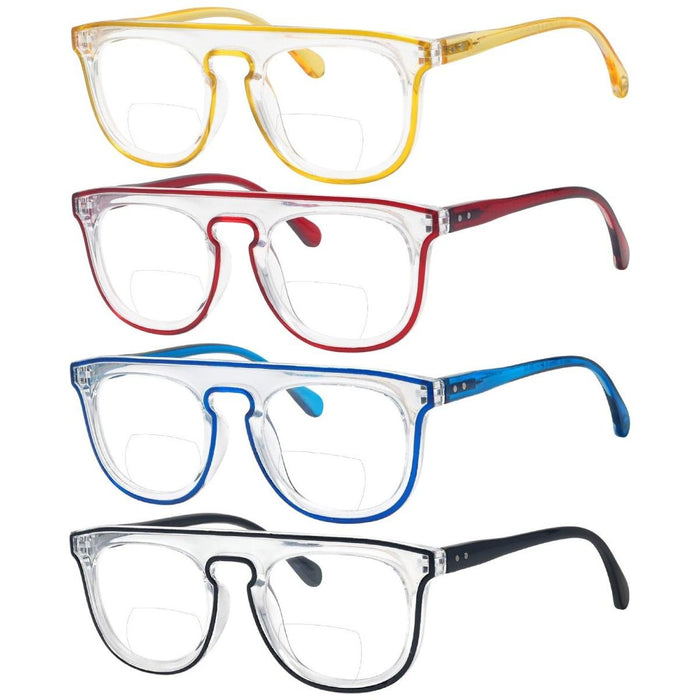 Eyekeeper  - 4 Pack Double Color Stylish Frame Bifocal Readers BR2122