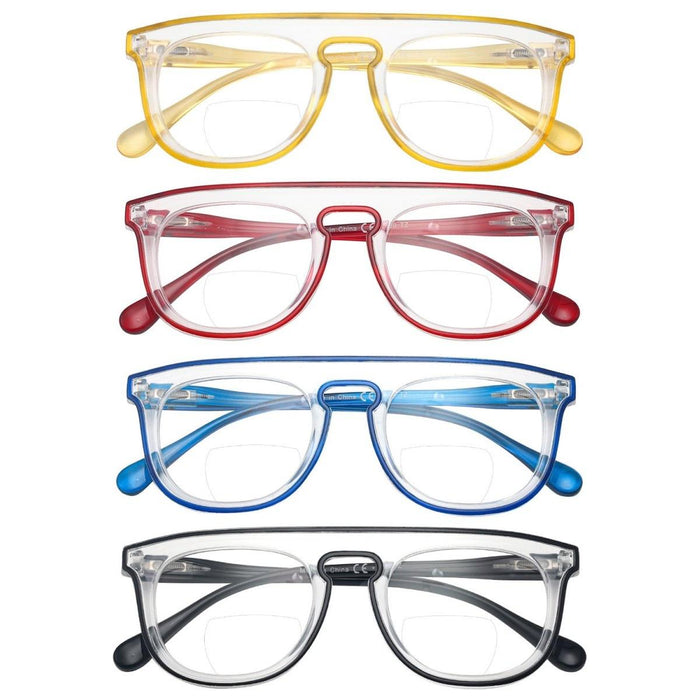 Eyekeeper  - 4 Pack Double Color Stylish Frame Bifocal Readers BR2122