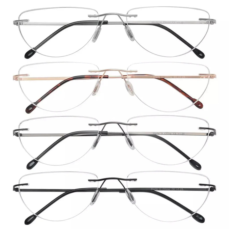 eyekeeper.com 4 Pack Dumbledore Half Moon Reading Glasses Rimless Readers RL2 Eyeglasses