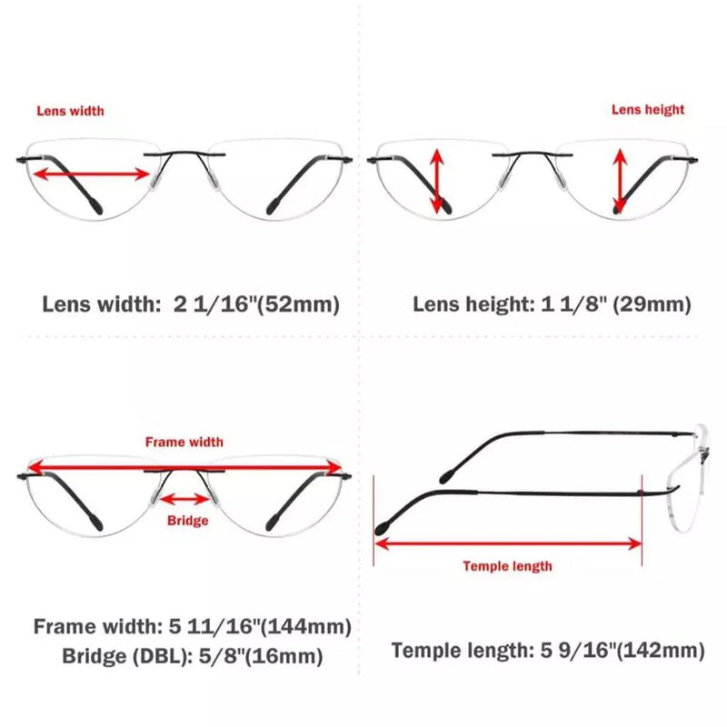 eyekeeper.com 4 Pack Dumbledore Half Moon Reading Glasses Rimless Readers RL2 Eyeglasses