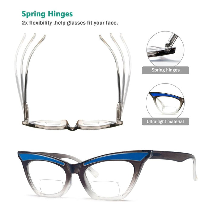 Eyekeeper  - 4 Pack Fashion Cat-eye Bifocal Reading Glasses BR2132