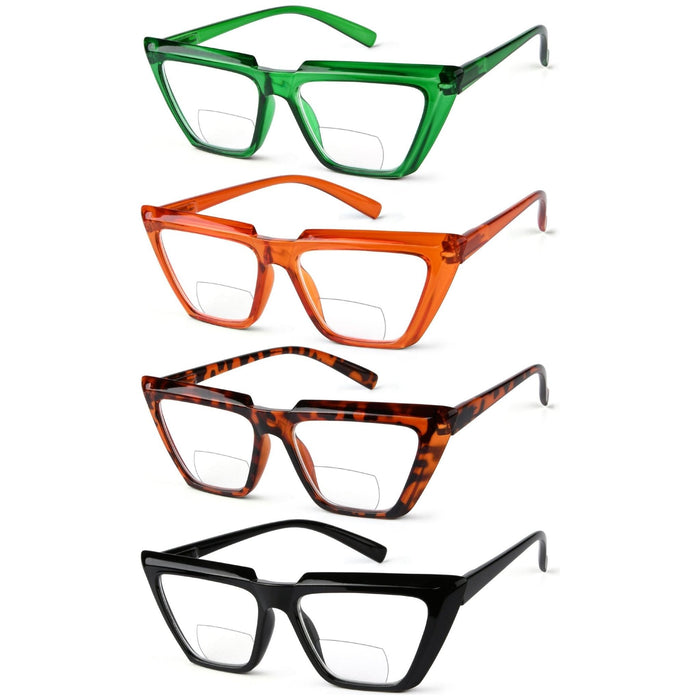 Eyekeeper  - 4 Pack Fashion Cat-eye Bifocal Reading Glasses BR2138