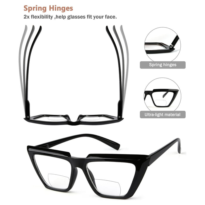 Eyekeeper  - 4 Pack Fashion Cat-eye Bifocal Reading Glasses BR2138