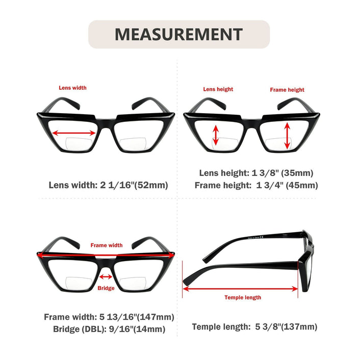 Eyekeeper  - 4 Pack Fashion Cat-eye Bifocal Reading Glasses BR2138