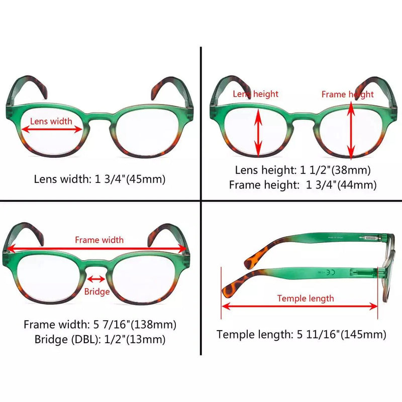 eyekeeper.com 4 Pack Fashion Oval Colorful Reading Glasses R124D Eyeglasses