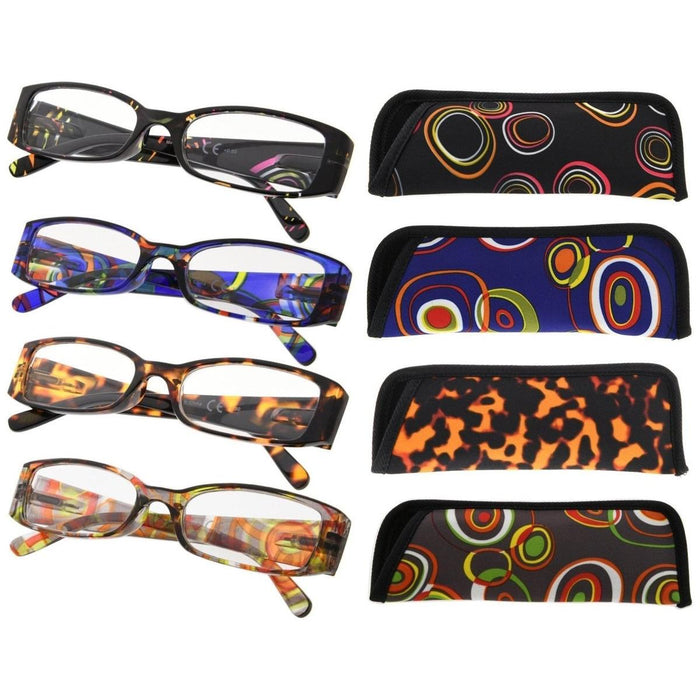 Eyekeeper  - 4 Pack Fashion Pattern Arms Reading Glasses R040G