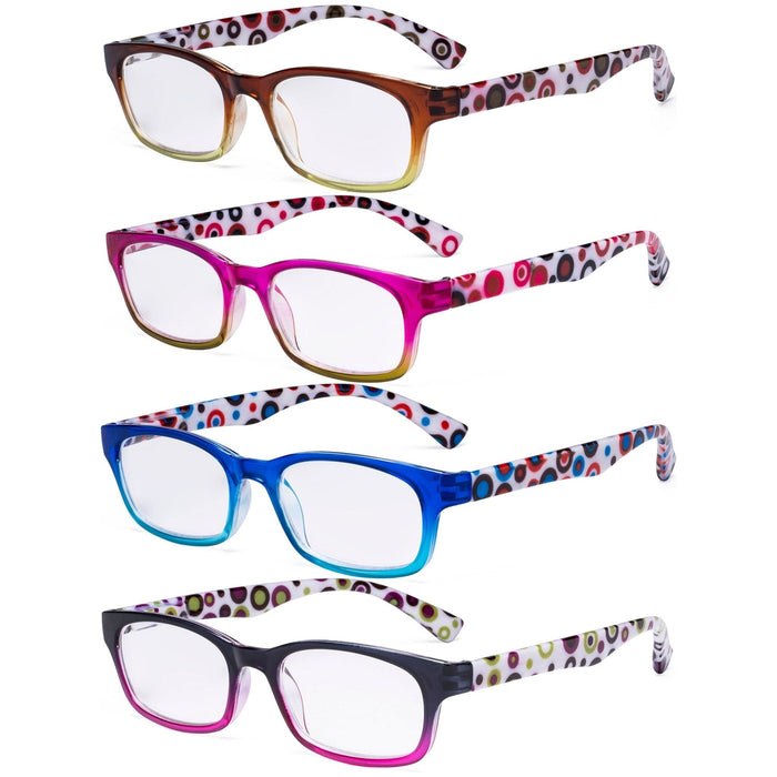 Eyekeeper  - 4 Pack Fashion Polka Dots Patterned Reading Glasses R029P