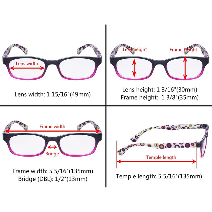 Eyekeeper  - 4 Pack Fashion Polka Dots Patterned Reading Glasses R029P