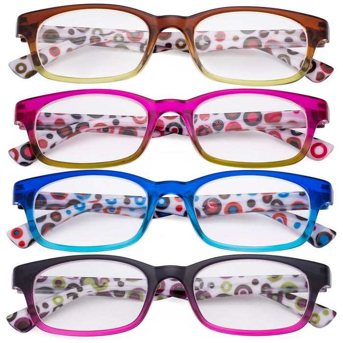 Eyekeeper  - 4 Pack Fashion Polka Dots Patterned Reading Glasses R029P