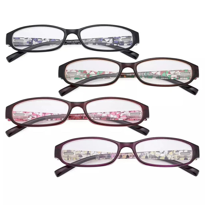eyekeeper.com 4 Pack Fashion Print Pattern Reading Glasses Small Readers R9104T Eyeglasses