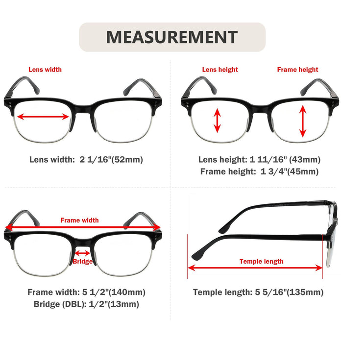 Eyekeeper  - 4 Pack Fashion Half Rim Reading Glasses R9114