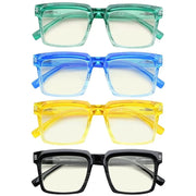 eyekeeper.com 4 Pack Fashionable Blue Light Filter Reading Glasses UVR2027 Eyeglasses