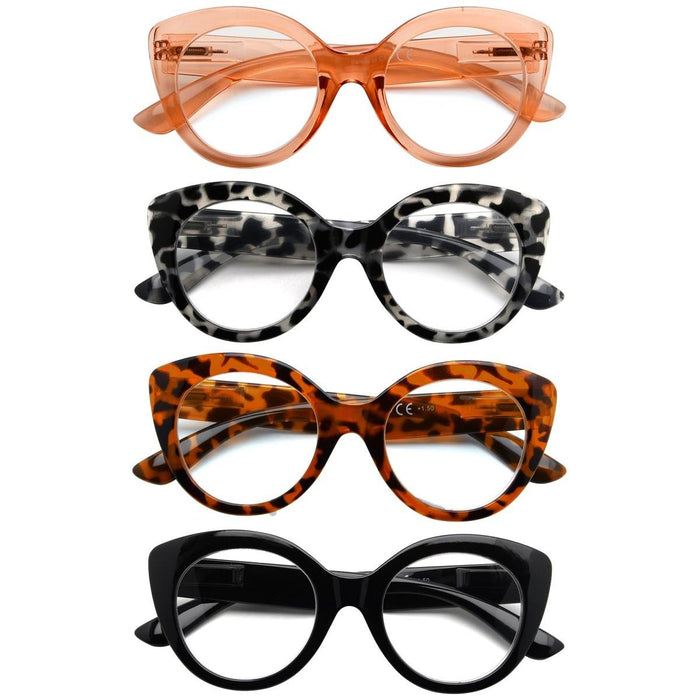 Eyekeeper  - 4 Pack Fashionable Cat-eye Reading Glasses for Women R2012