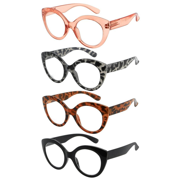 Eyekeeper  - 4 Pack Fashionable Cat-eye Reading Glasses for Women R2012