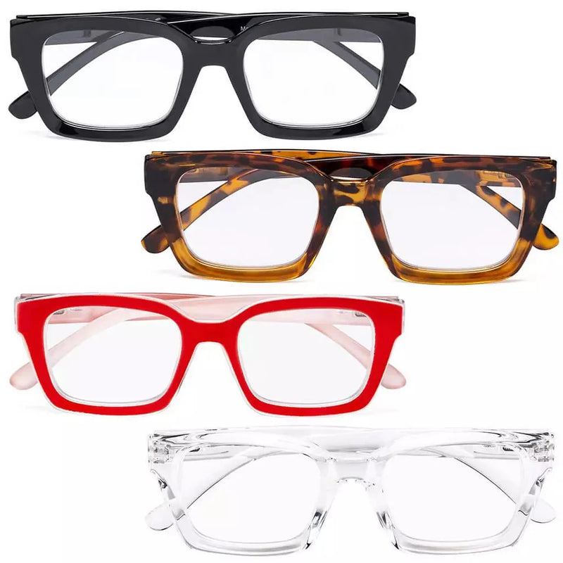eyekeeper.com 4 Pack Fashionable Reading Glasses Thicker Frame Readers R9106 Eyeglasses