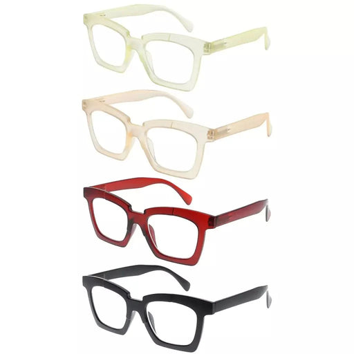 eyekeeper.com 4 Pack Funky Unique Reading Glasses Chic Frosted Readers R2019 Eyeglasses