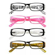 eyekeeper.com 4 Pack Gem Pattern Arms Reading Glasses Rectangular Readers R006-C1-C4 Eyeglasses