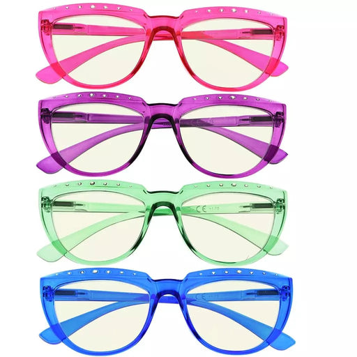 eyekeeper.com 4 Pack Half Moon Blue Light Reading Glasses UV2018 Eyeglasses