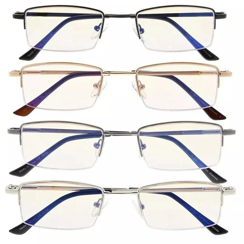 eyekeeper.com 4 Pack Half-rim Elegant Metal Blue Light Filter Readers CG1708 Eyeglasses