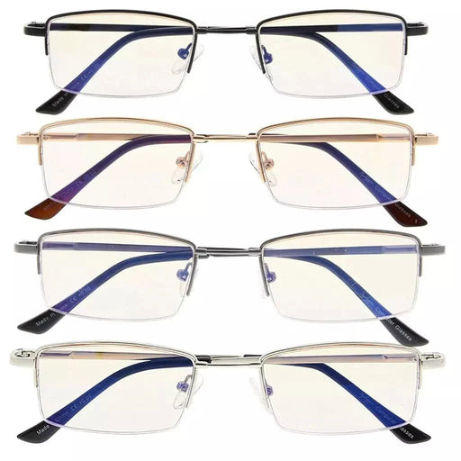 eyekeeper.com 4 Pack Half-rim Elegant Metal Blue Light Filter Readers CG1708 Eyeglasses
