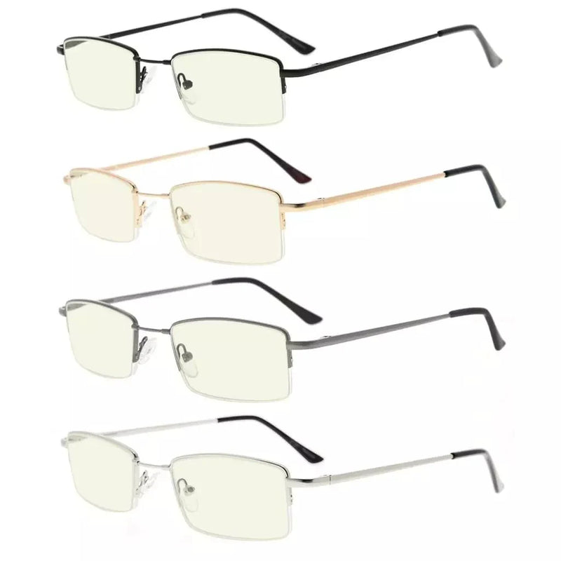 eyekeeper.com 4 Pack Half-rim Elegant Metal Blue Light Filter Readers CG1708 Eyeglasses