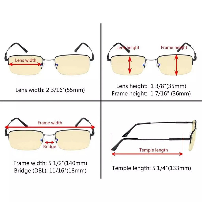 eyekeeper.com 4 Pack Half-rim Metal Blue Light Blocking Readears TMCG1702 Eyeglasses