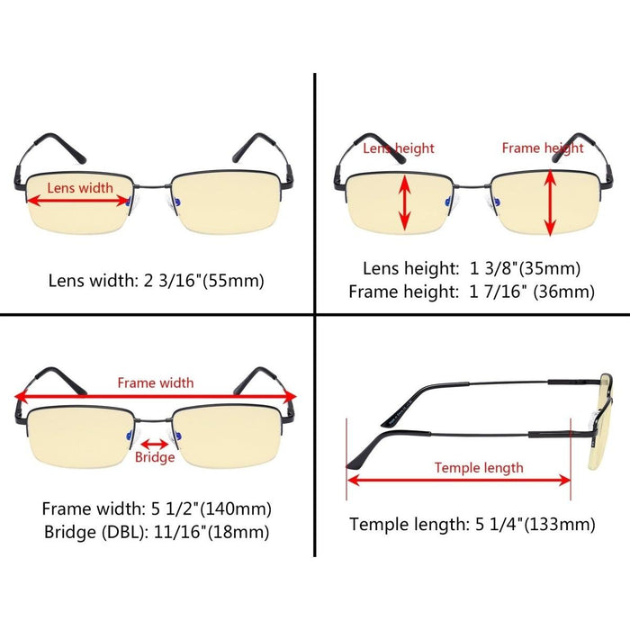 Eyekeeper - 4 Pack Half-Rim Metal Blue Light Blocking Readears Tmcg1702