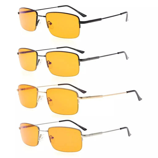 eyekeeper.com 4 Pack Half Rim Metal Blue Light Blocking Readers DS1702 Eyeglasses