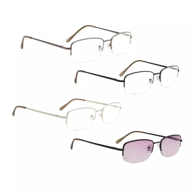 eyekeeper.com 4 Pack Half-rim Metal Reading Glasses Include Sunglasses 3-R15015 Eyeglasses