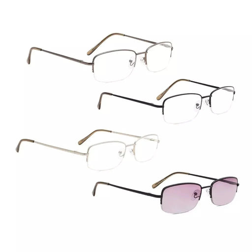 eyekeeper.com 4 Pack Half-rim Metal Reading Glasses Include Sunglasses 3-R15015 Eyeglasses